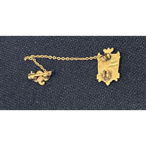 Vintage 1950 School Pin Gold Filled Enamel F Initial - Picture 9 of 10